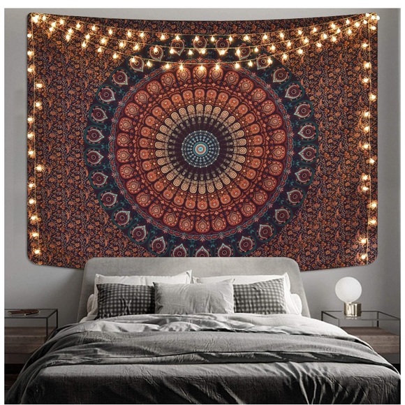 Colorful Retro Hippie Floral Bohemian Mandala Tapestry/Blanket/Art Decoration - Picture 2 of 9